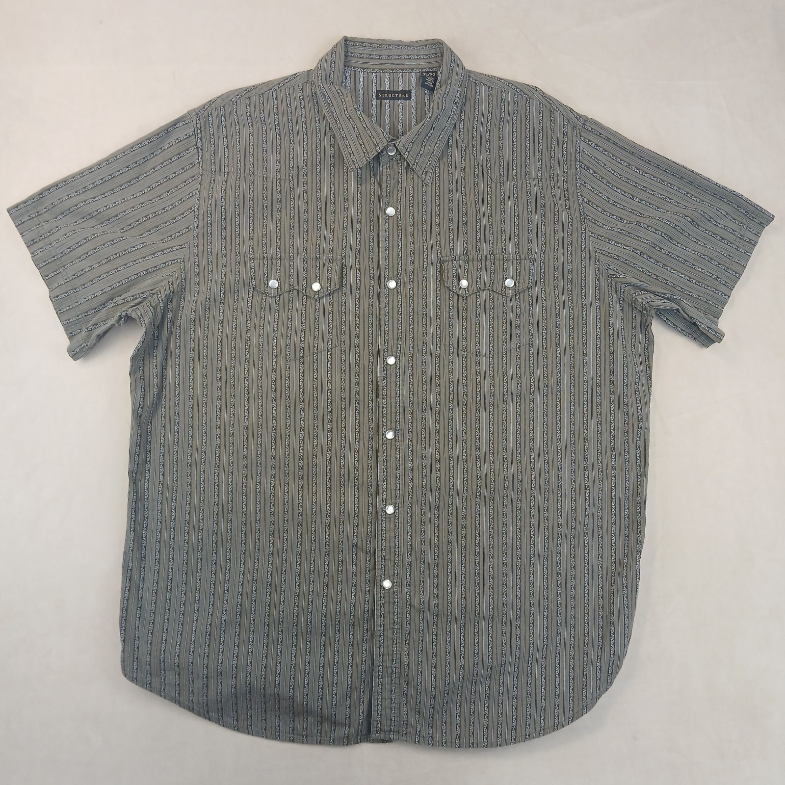 Structure Xl Mens Shirt Western Sawtooth Pearl Snap 25x31 Rodeo Cowboy